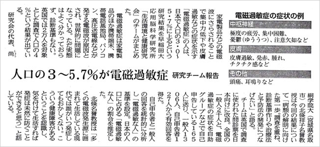 日本で電磁波過敏症の調査が行われました